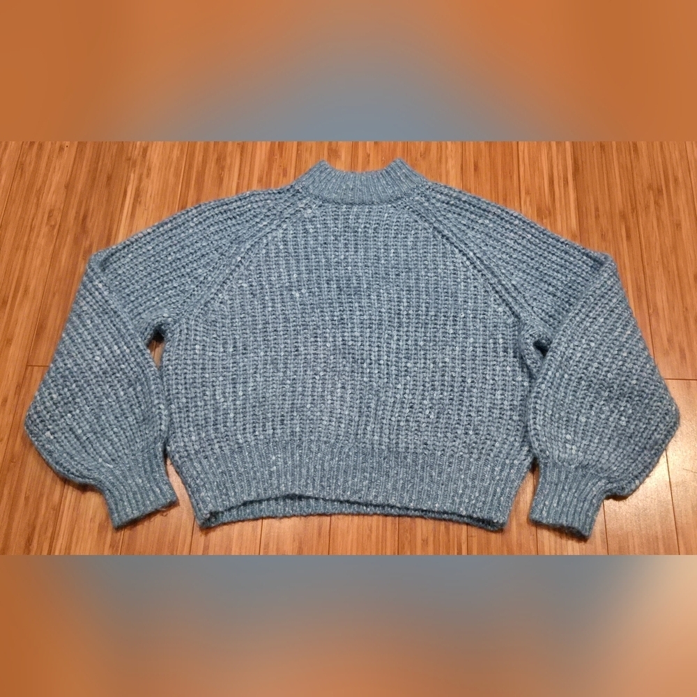 Ana New Approach Heather Blue Chunky Knit Sweater